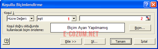 Excel koşullu biçimlendirme