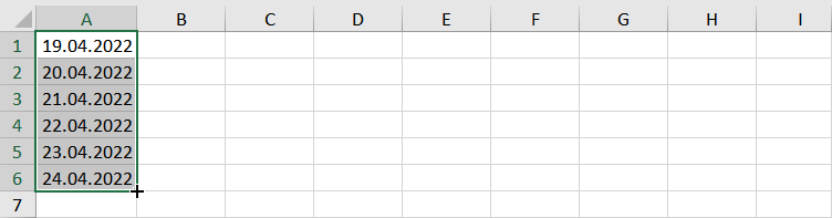 Excel otomatik tarih doldurma