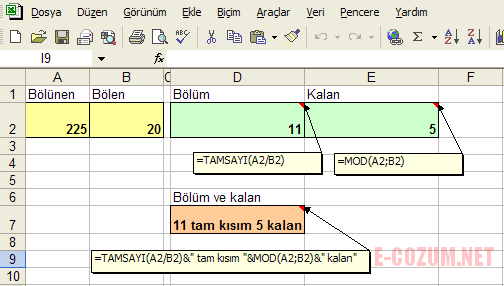 Bölme işleminde bölüm ve kalanı bulma