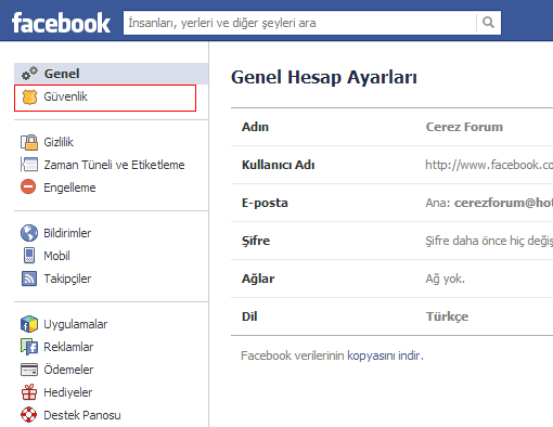 Facebook Hesabı Dondurma