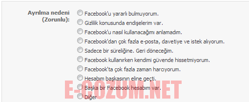 Facebook Hesabı Dondurma