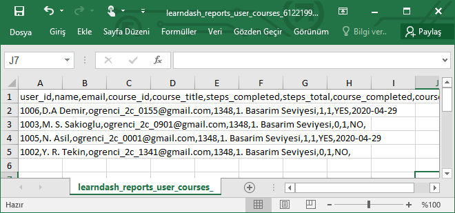 CSV uzantılı dosyalar