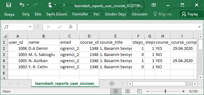 CSV uzantılı dosyalar