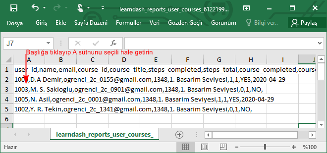 CSV uzantılı dosyalar