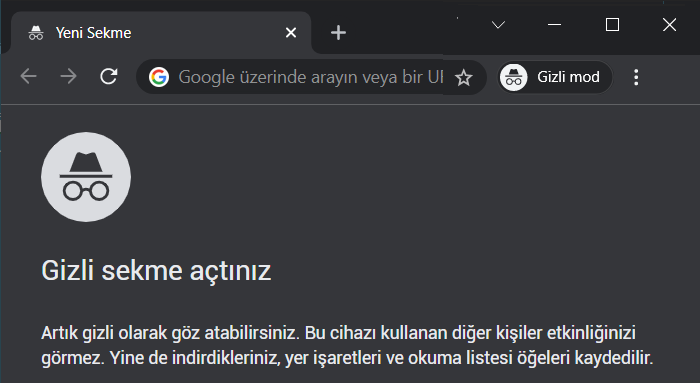 Chrome gizli mod