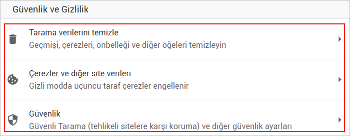 Chrome, güvenlik ve gizlilik