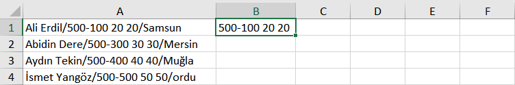 Excel hızlı doldur özelliği