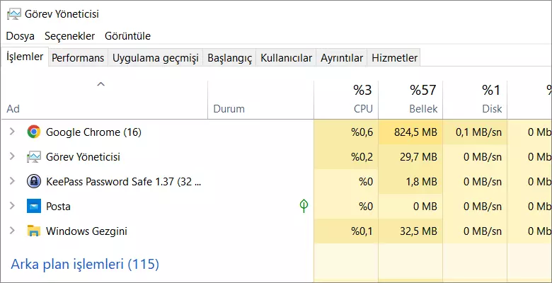 Arkaplan uygulamaları