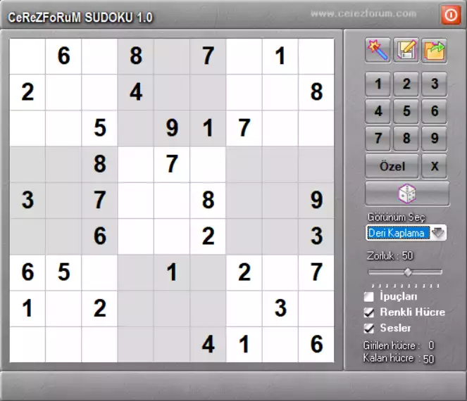 Sudoku deri kaplama teması