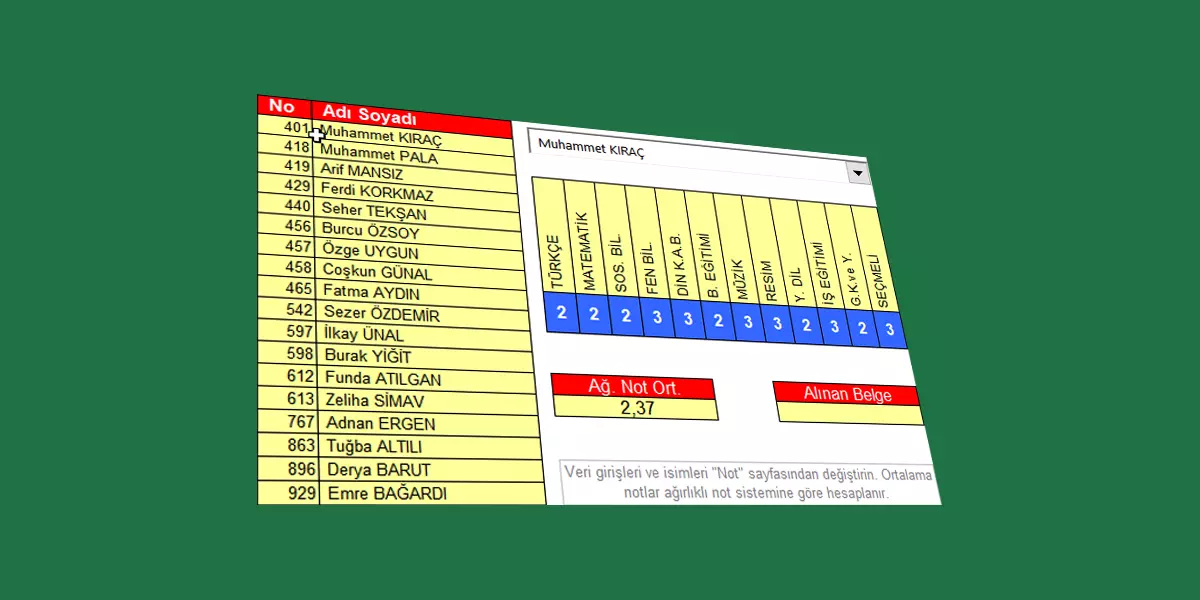 Excel başarı gözlem çalışması