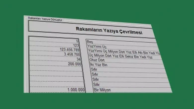 Excel rakam yazı çalışması