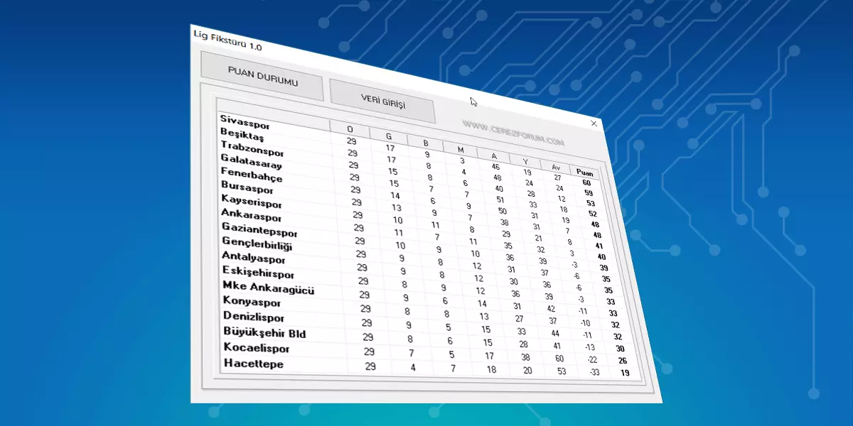 Lig Fikstürü programı