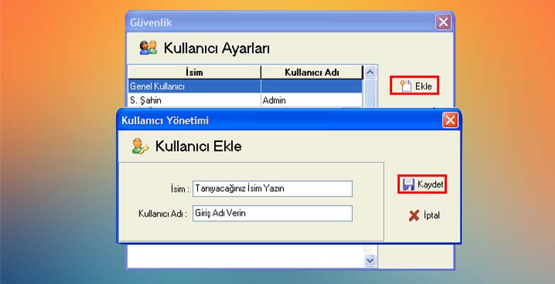 Program yetki ayarları