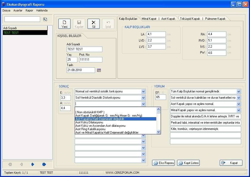 Ekokardiyografi Rapor Programı