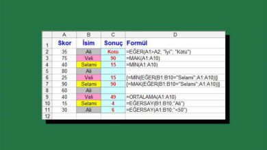 Excel sütun işlemleri